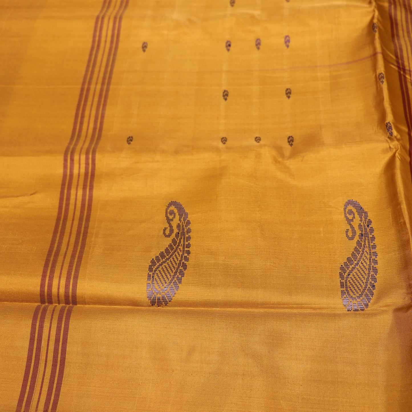 Banana Silk Saree (WITH BOUSE) Meroon WIth Mustard - Vaishali Silks