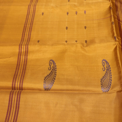 Banana Silk Saree (WITH BOUSE) Meroon WIth Mustard - Vaishali Silks