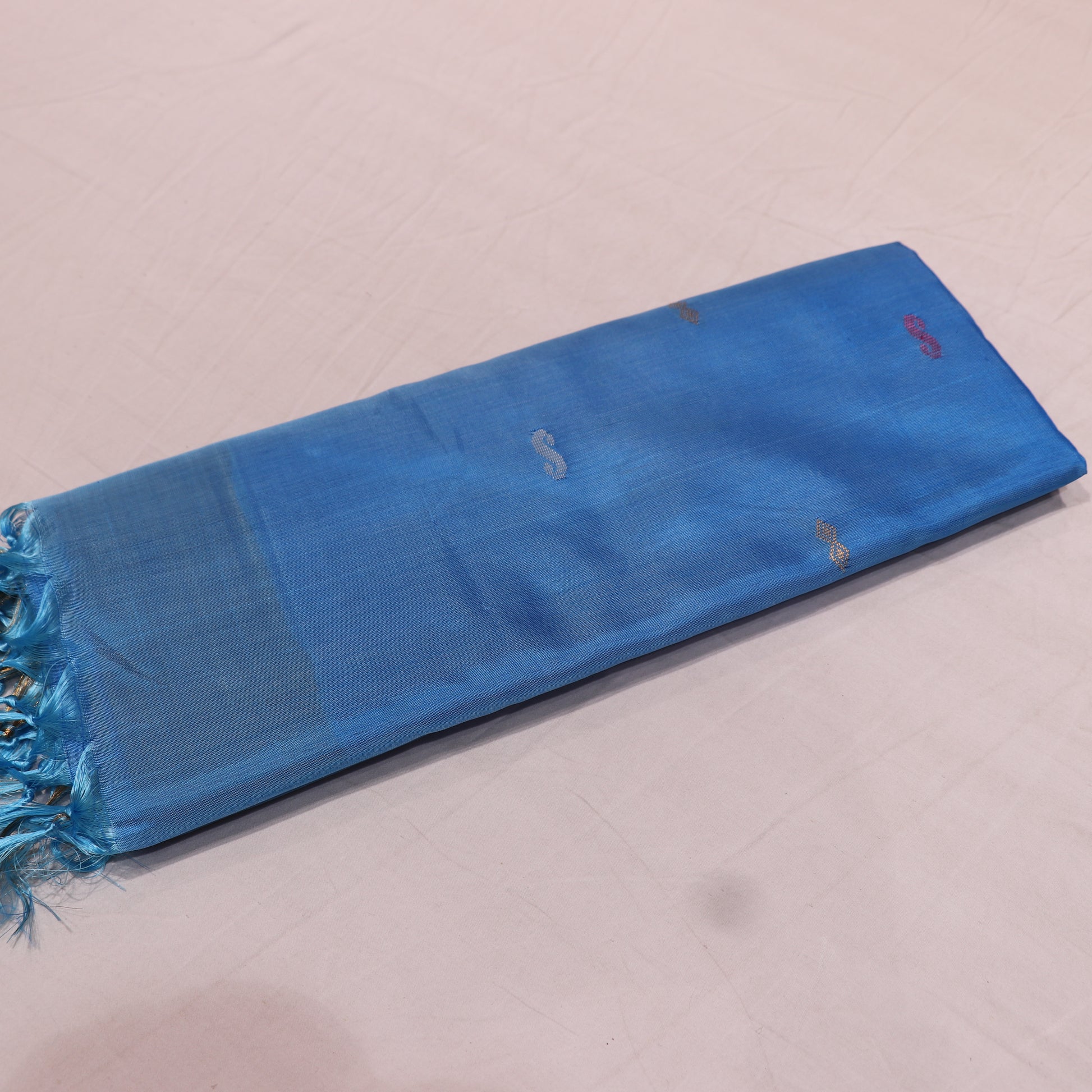 Banana Silk Saree (WITH BOUSE) Yellow With  Blue - Vaishali Silks