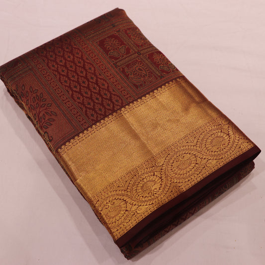 Pure Silk Saree  maroon  Colour - Vaishali Silks