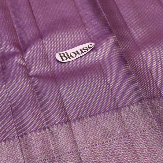 Pure Silk Saree   Gray  With Violet Colour