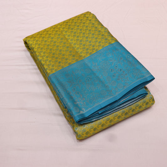 Pure Silk Saree   Green With Blue  Colour - Vaishali Silks