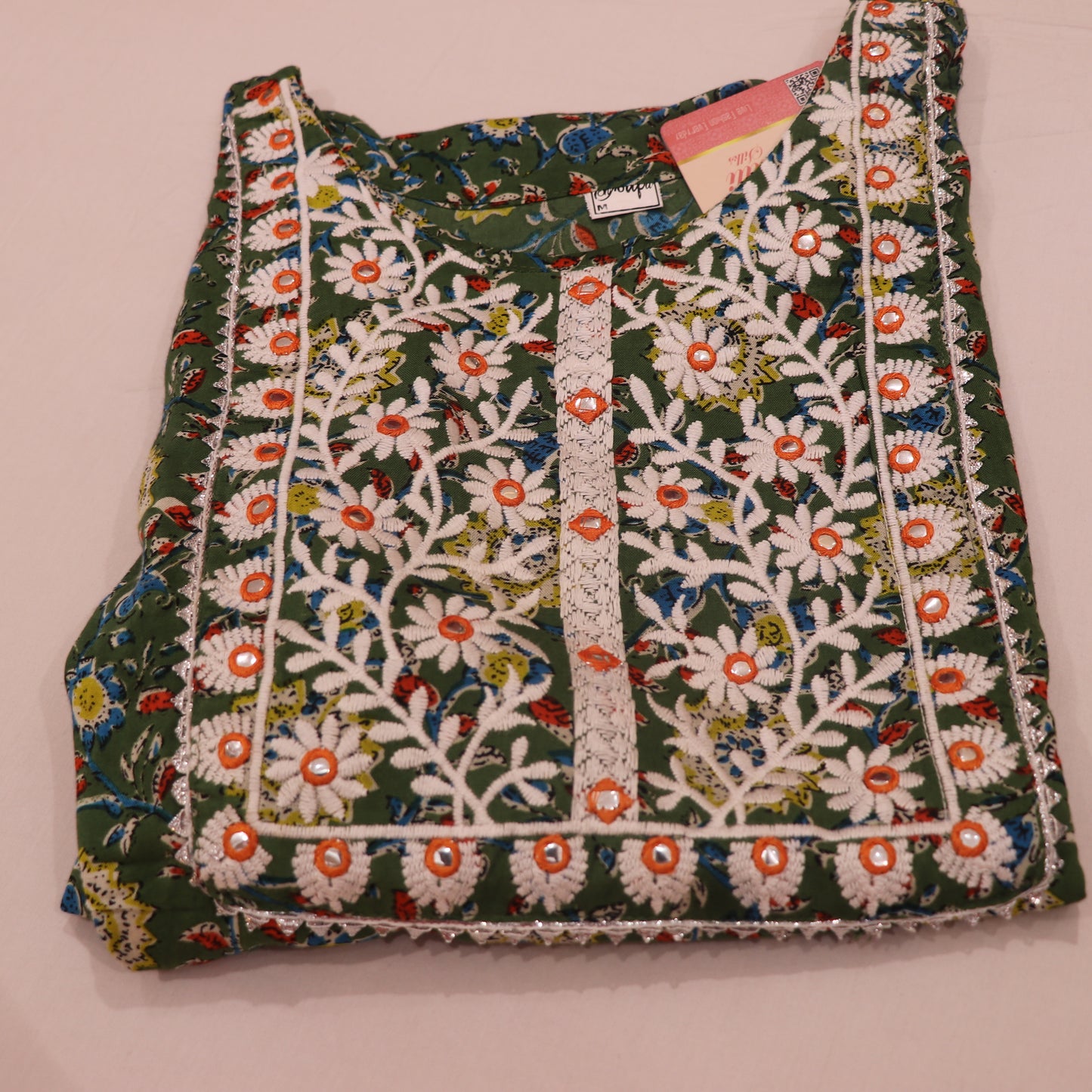 Cotton Kurti Dark  Green Colour - Vaishali Silks