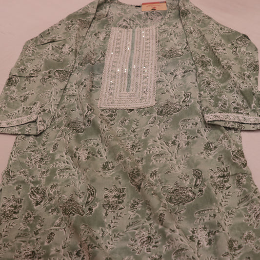 Kurti Set Pastel Green Colour - Vaishali Silks