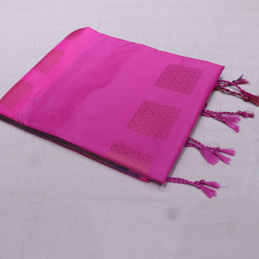 Semi Silk Saree Pink With  Grey Colour - Vaishali Silks