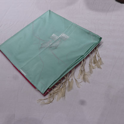 Semi Silk Saree Light Green With Pink Colour - Vaishali Silks