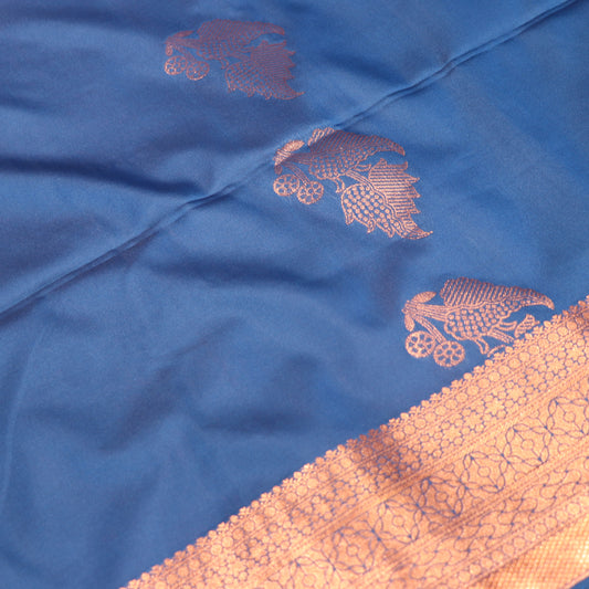Semi Silk Saree Blue  Colour - Vaishali Silks