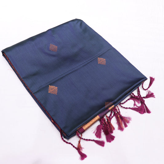 Semi Silk Saree  Blue Colour - Vaishali Silks