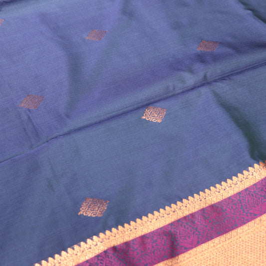 Semi Silk Saree  Blue Colour - Vaishali Silks