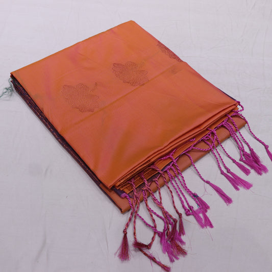 Semi Silk Saree Orange colour - Vaishali Silks