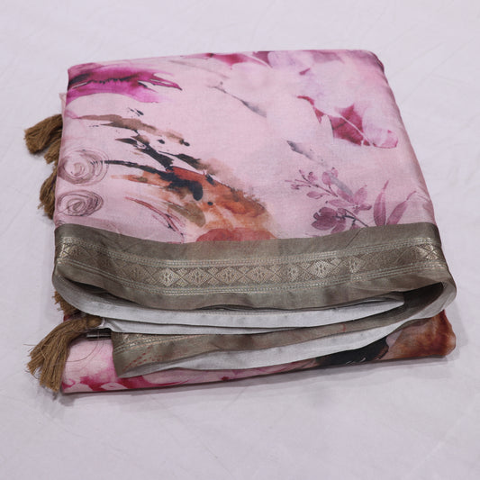 Fancy  Saree Pink  With Brown  Colour - Vaishali Silks