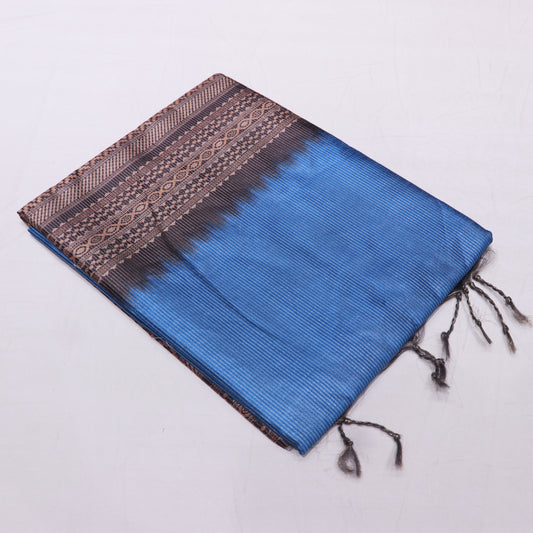 Fancy  Saree  Blue  With Brown Colour - Vaishali Silks