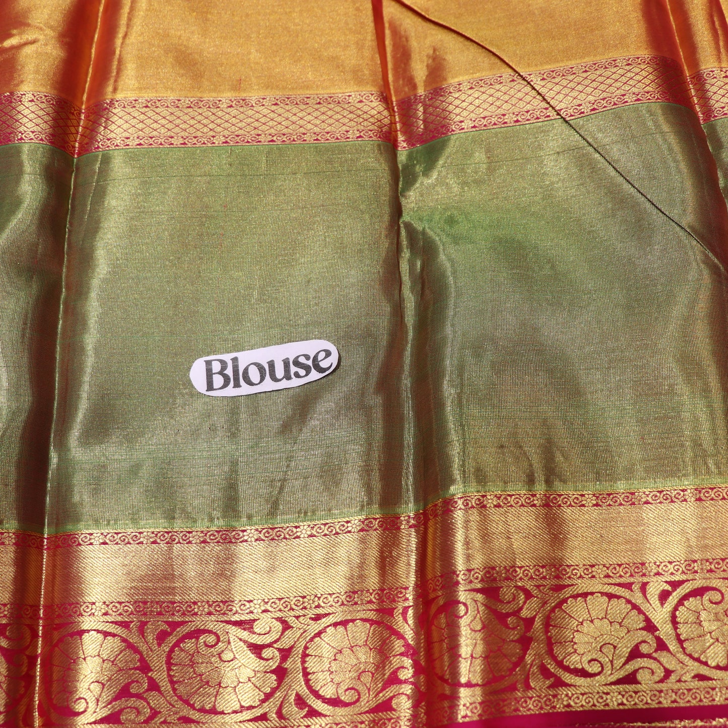 Pure Silk  Gold  With Pink - Vaishali Silks