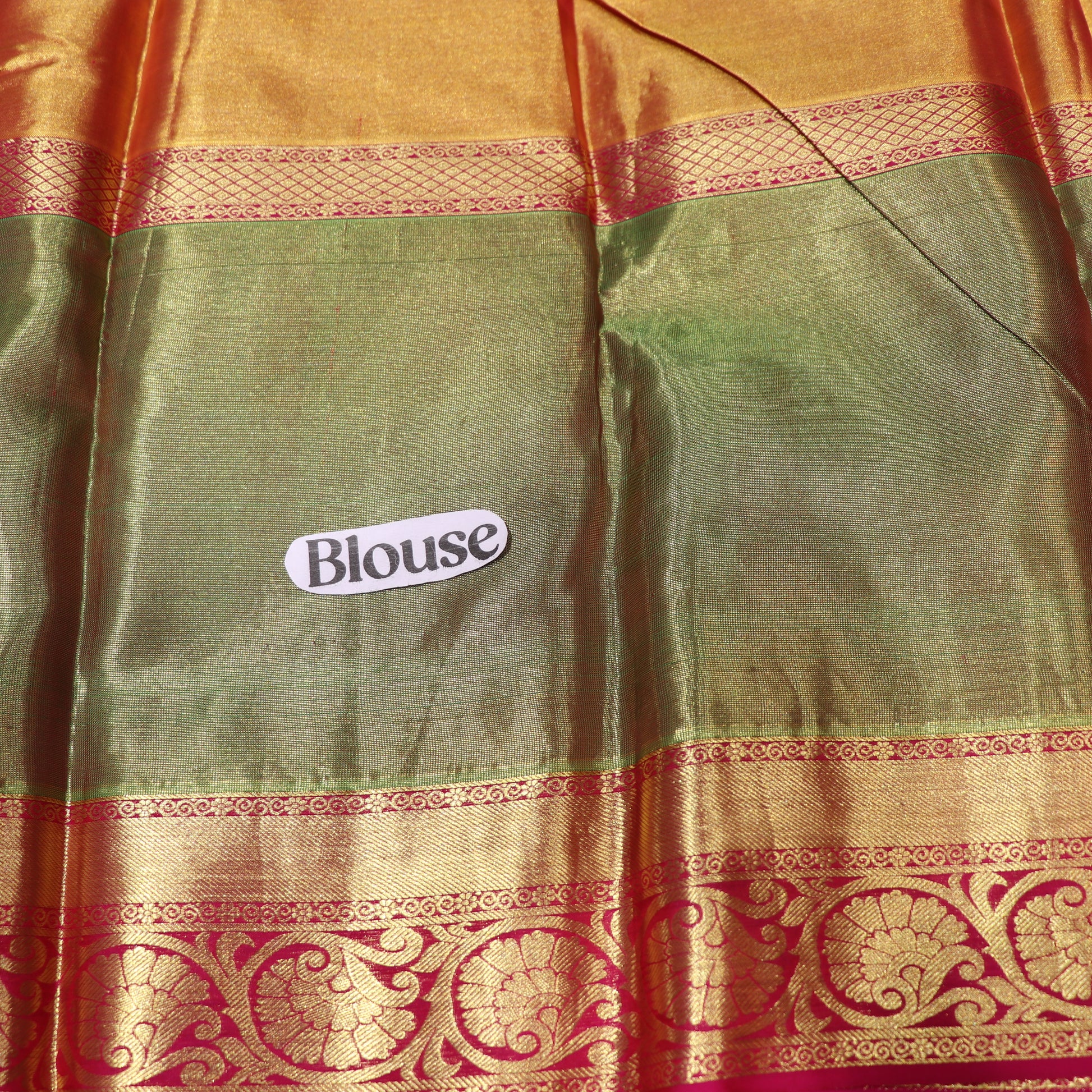 Pure Silk  Gold  With Pink - Vaishali Silks