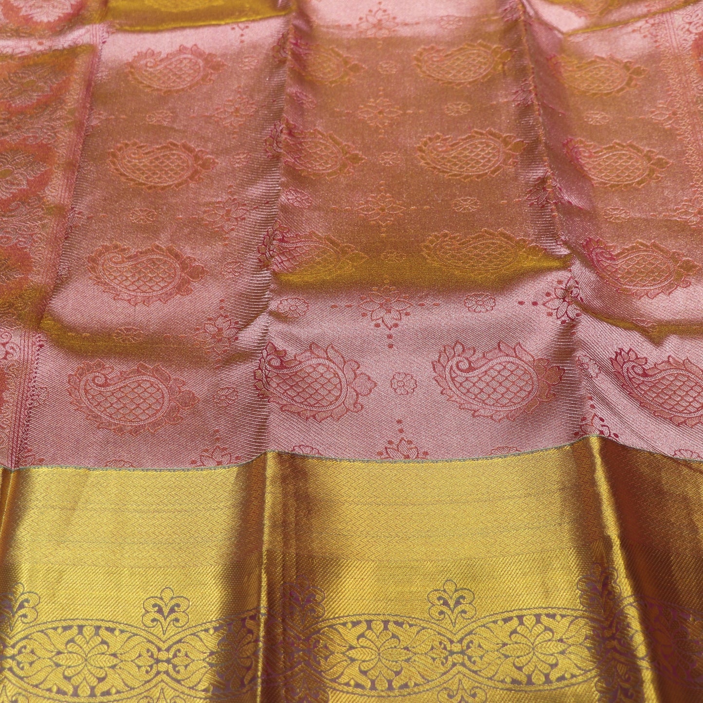 Pure Silk Pink With Green Colour - Vaishali Silks