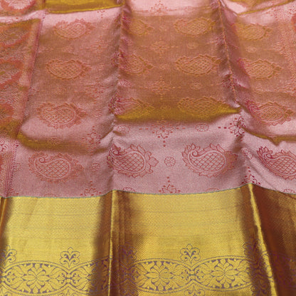 Pure Silk Pink With Green Colour - Vaishali Silks