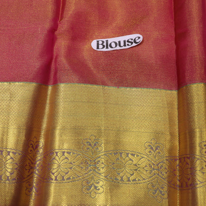 Pure Silk Pink With Green Colour - Vaishali Silks
