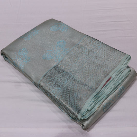 Pure Silk Saree Ice Blue Colour - Vaishali Silks