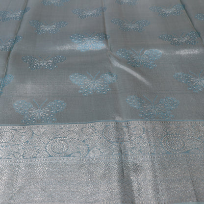 Pure Silk Saree Ice Blue Colour - Vaishali Silks