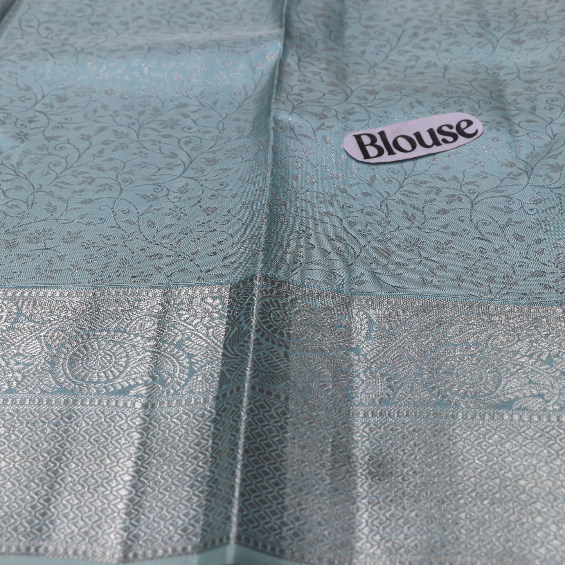 Pure Silk Saree Ice Blue Colour - Vaishali Silks