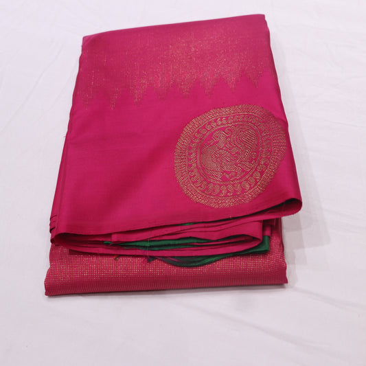 Pure Silk Saree pink  with Green - Vaishali Silks