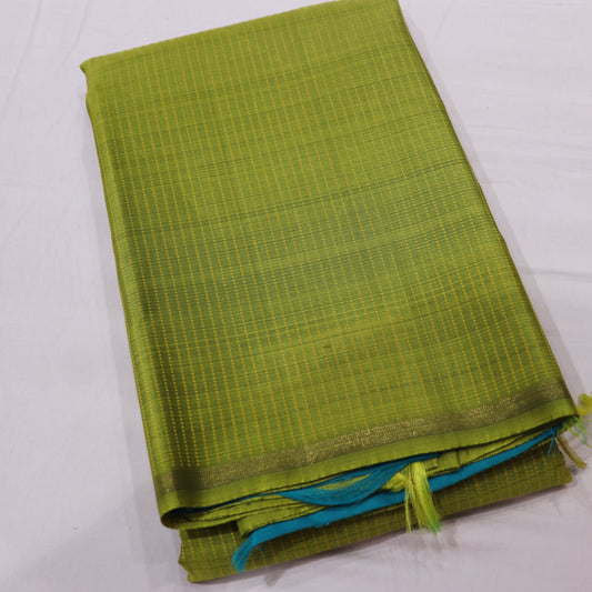 Pure Silk Saree  Green With Blue - Vaishali Silks