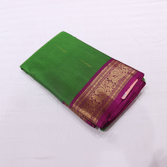 Pure silk  Green with  Purple Colour - Vaishali Silks