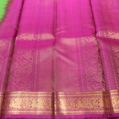 Pure silk  Green with  Purple Colour - Vaishali Silks