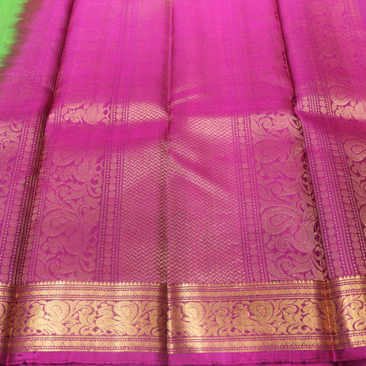 Pure silk  Green with  Purple Colour - Vaishali Silks