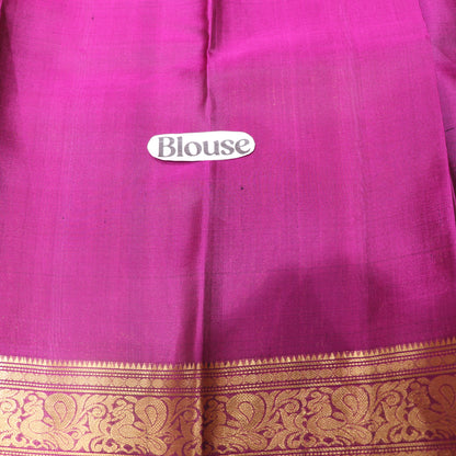 Pure silk  Green with  Purple Colour - Vaishali Silks