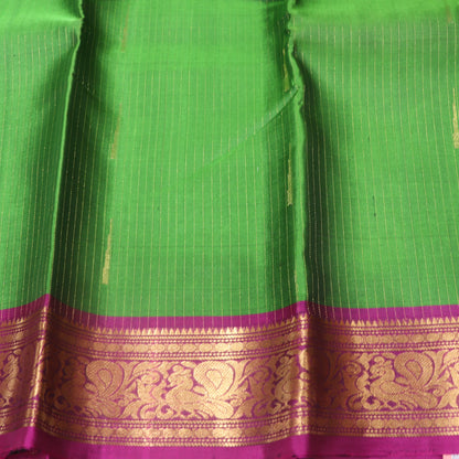 Pure silk  Green with  Purple Colour - Vaishali Silks