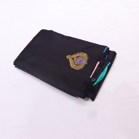 Pure silk   Black  with Blue Colour - Vaishali Silks