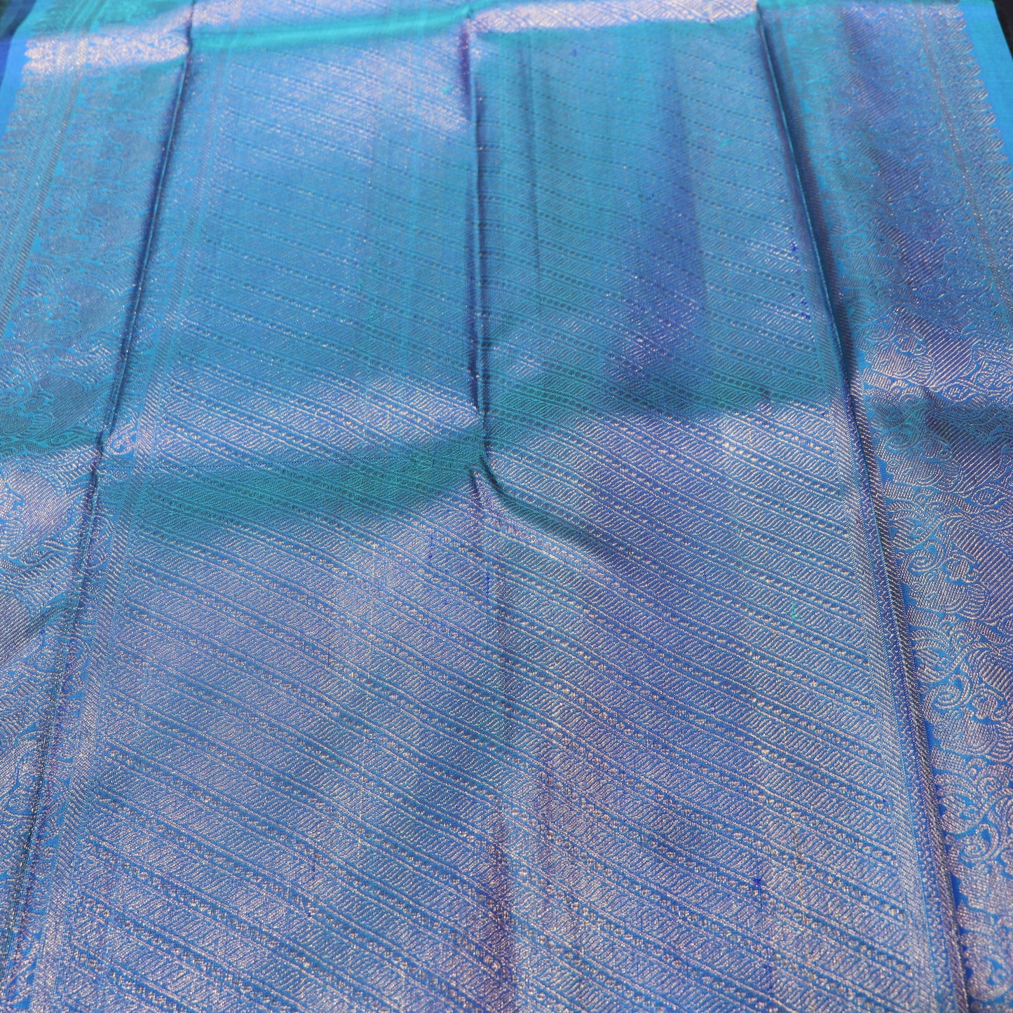 Pure silk   Black  with Blue Colour - Vaishali Silks