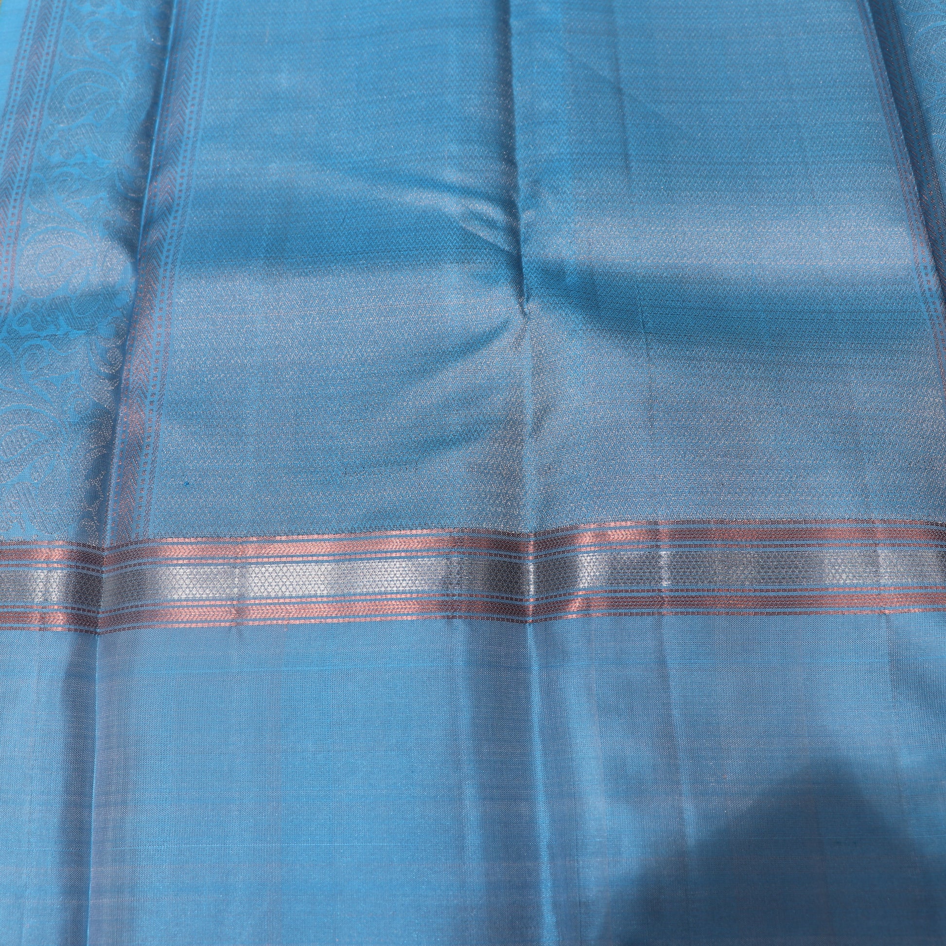 Pure silk Yellow with Blue  Colour - Vaishali Silks