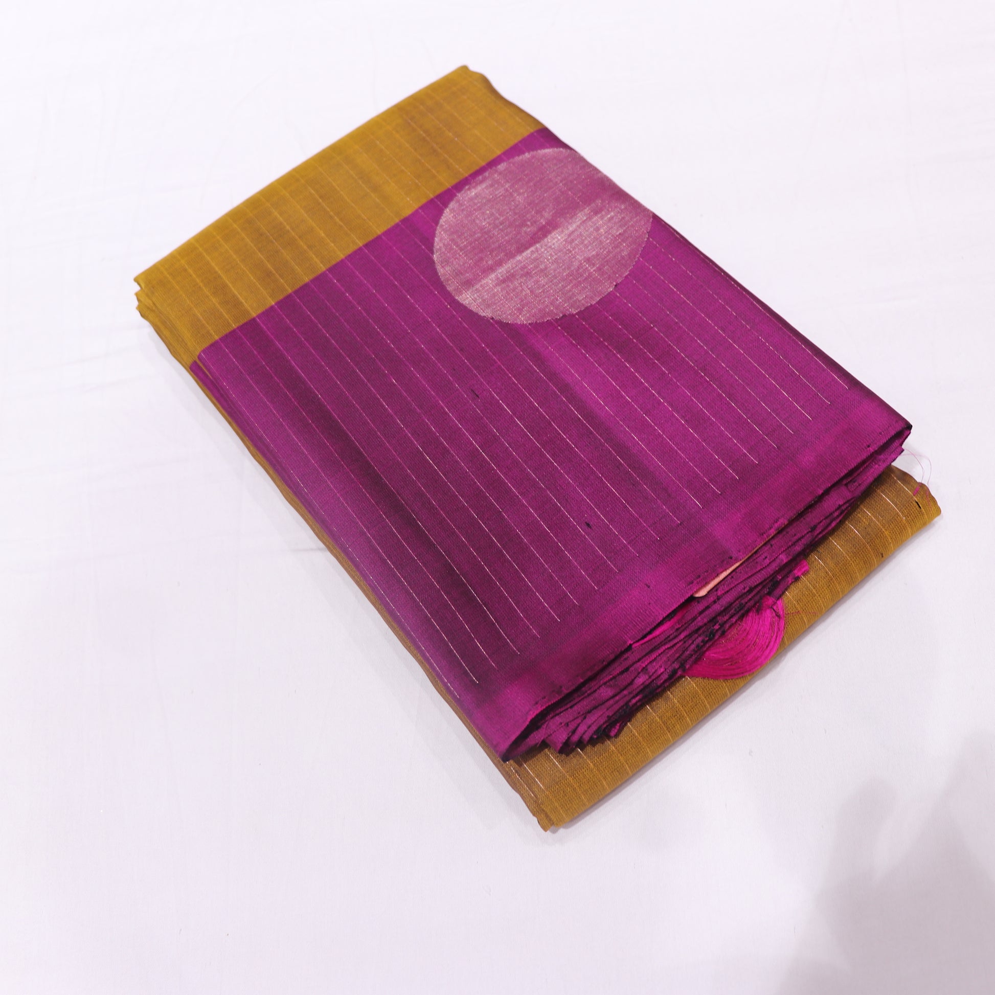 Pure silk Mehandi  Colour with  Purple - Vaishali Silks