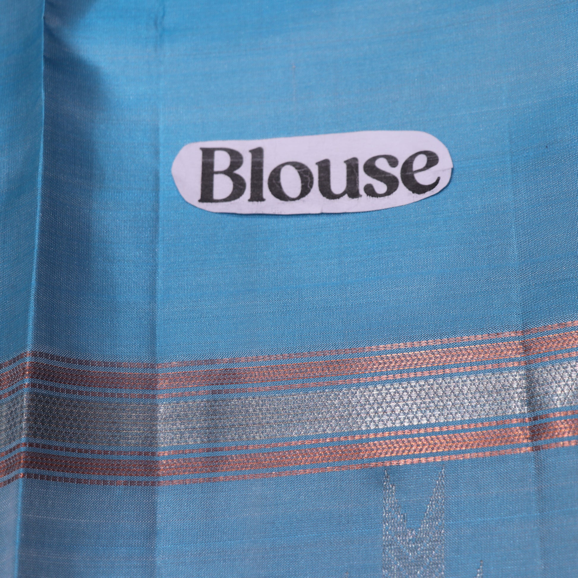 Pure silk Orange  with Blue Colour - Vaishali Silks