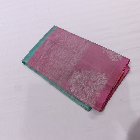 Pure silk Blue with Pink Colour - Vaishali Silks