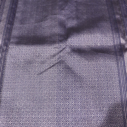 Pure silk Orange with Navy Blue Jute Blouse - Vaishali Silks