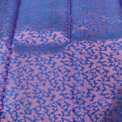 Pure silk Double Shade Green with  Blue  Colour - Vaishali Silks