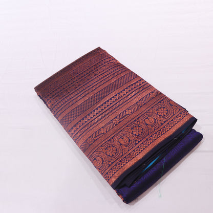 Pure silk Dark Navy  With  Blue  Colour - Vaishali Silks