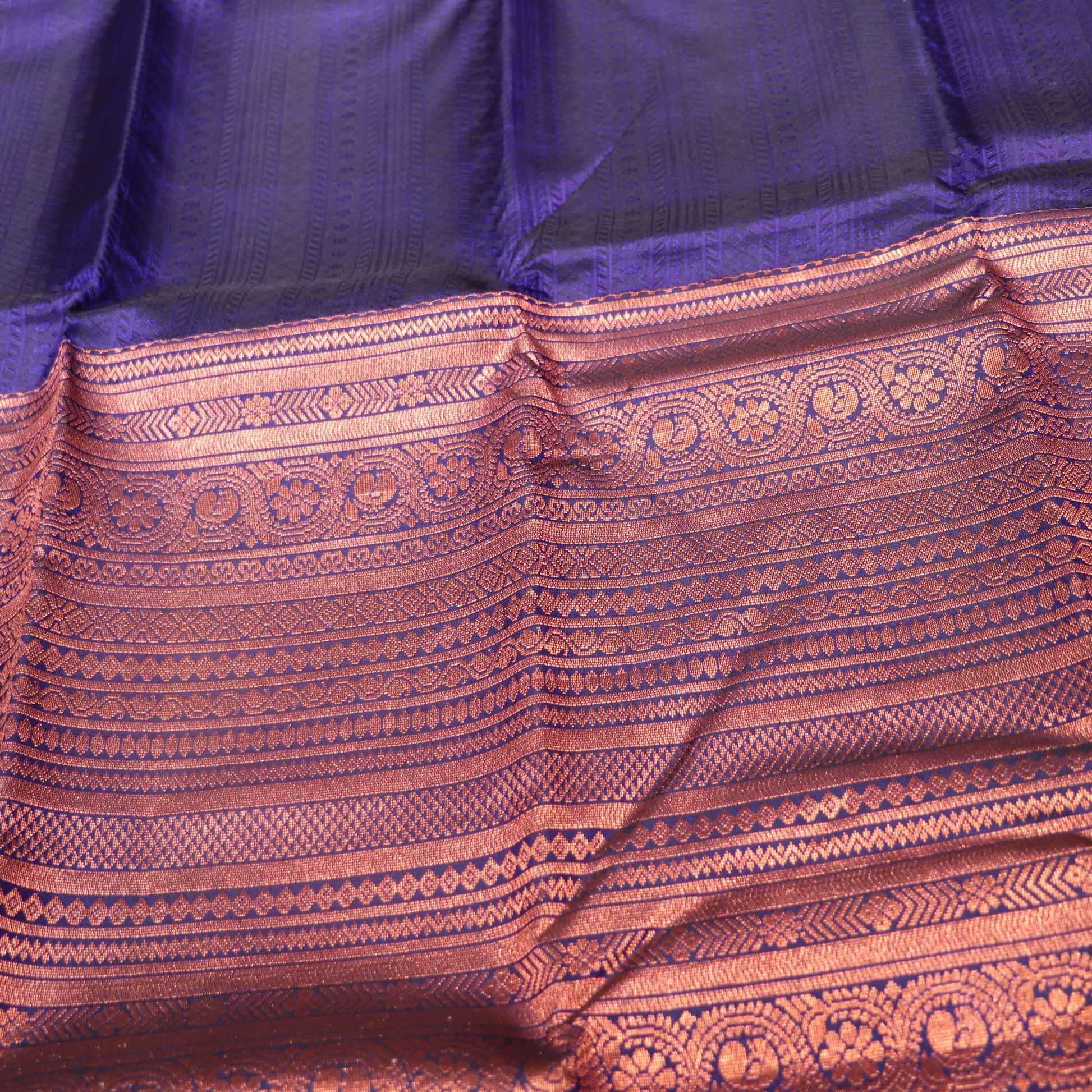Pure silk Dark Navy  With  Blue  Colour - Vaishali Silks