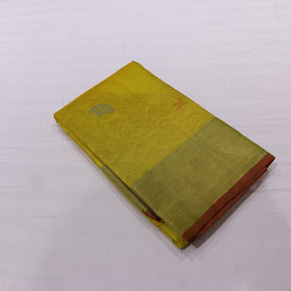 Pure silk  Lemon  Yellow  With Red Colour - Vaishali Silks
