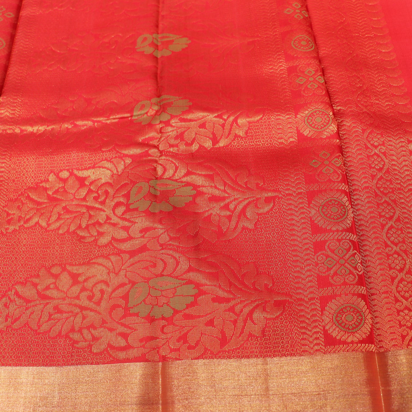 Pure silk  Lemon  Yellow  With Red Colour - Vaishali Silks