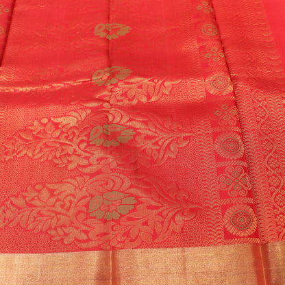 Pure silk  Lemon  Yellow  With Red Colour - Vaishali Silks