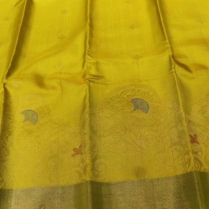 Pure silk  Lemon  Yellow  With Red Colour - Vaishali Silks