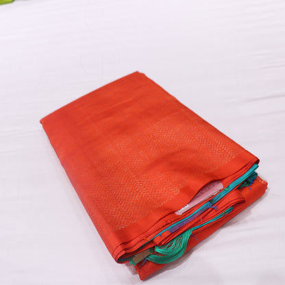 Pure silk Orange  with Blue Colour - Vaishali Silks