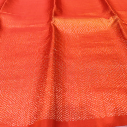 Pure silk Orange  with Blue Colour - Vaishali Silks