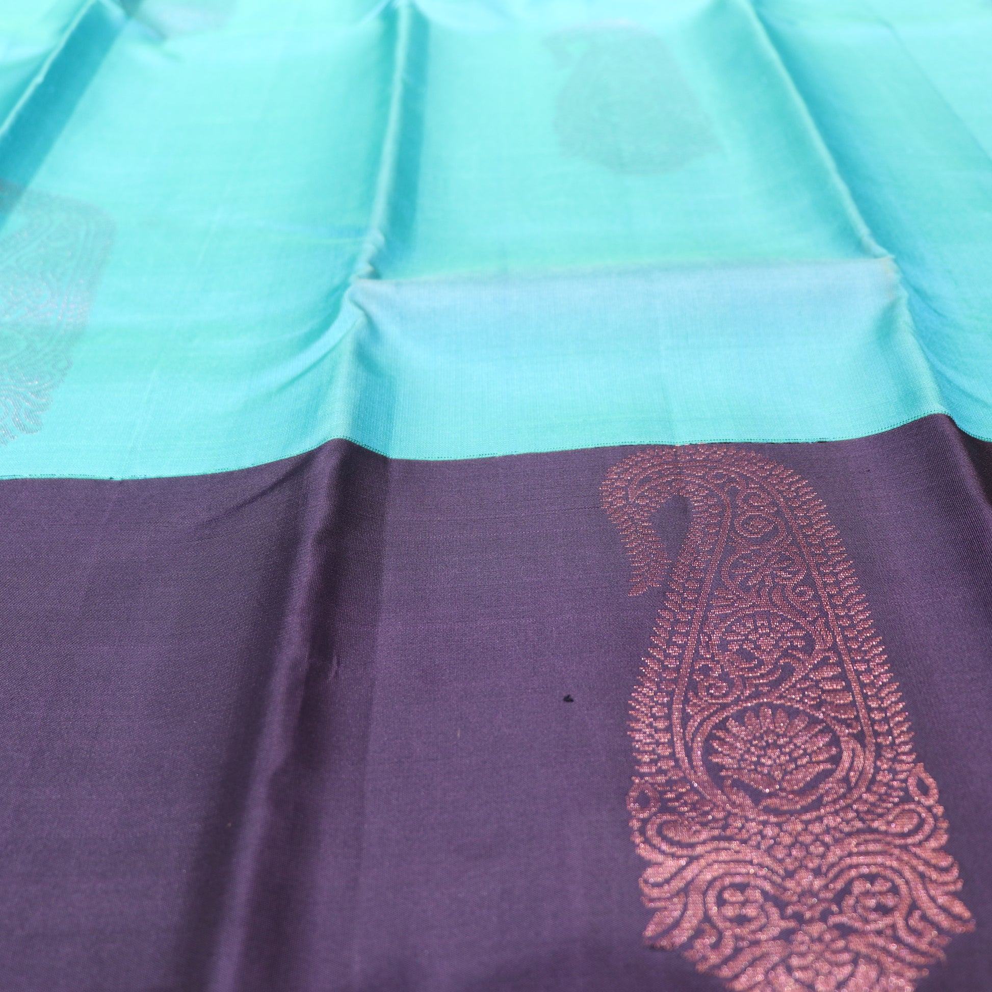 Pure silk  Blue  With  Dark  Vilote  Colour - Vaishali Silks