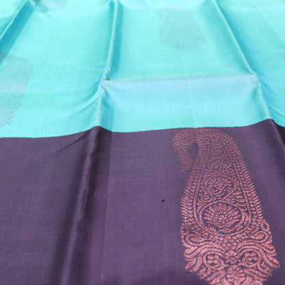 Pure silk  Blue  With  Dark  Vilote  Colour - Vaishali Silks