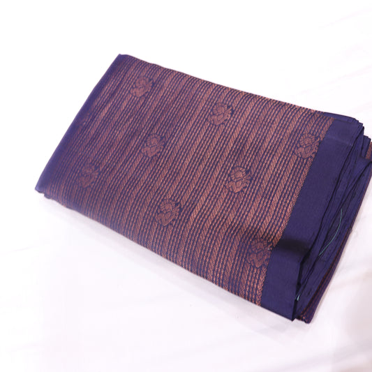 Pure silk Dark  Blue  With  Sky Blue  Colour - Vaishali Silks